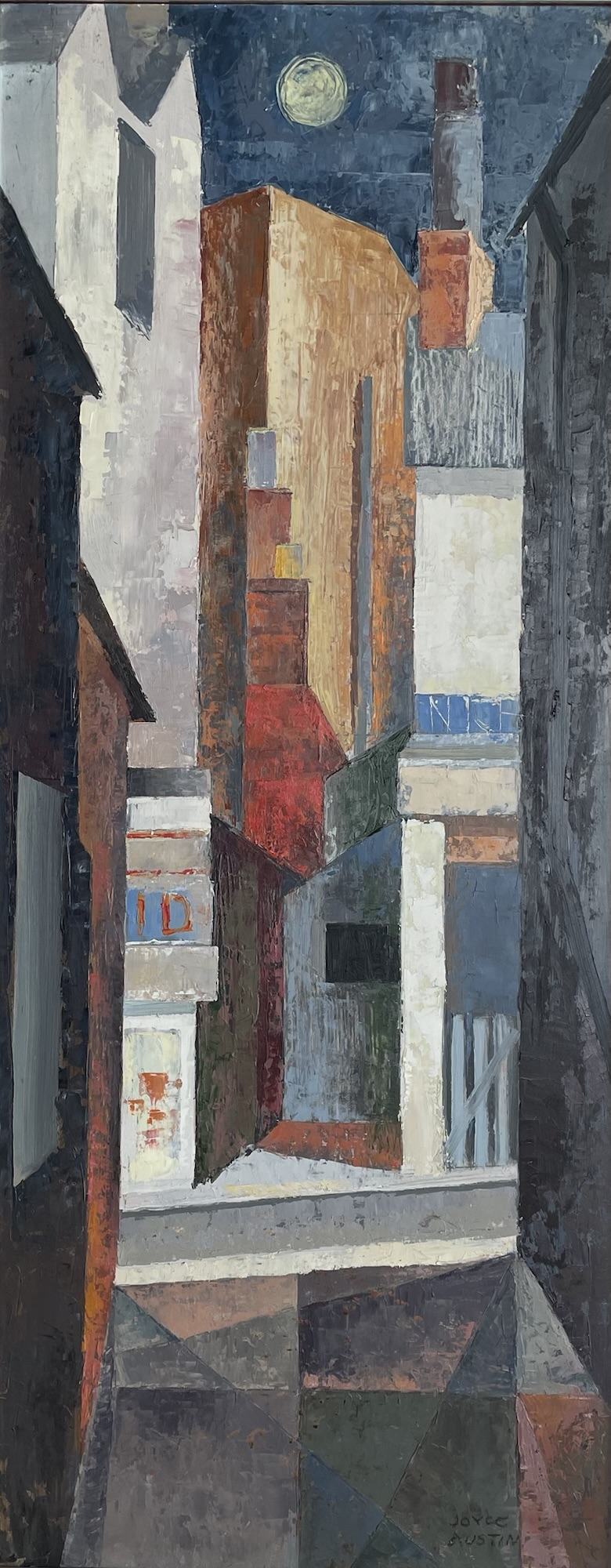 Oil painting of 'The Notch', a view across Bellevue Terrace, Malvern, by Joyce Austin