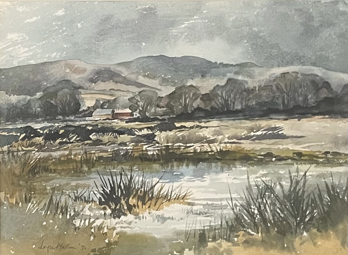 'Malvern Hills from Castlemorton Common', oil painting by Joyce Austin